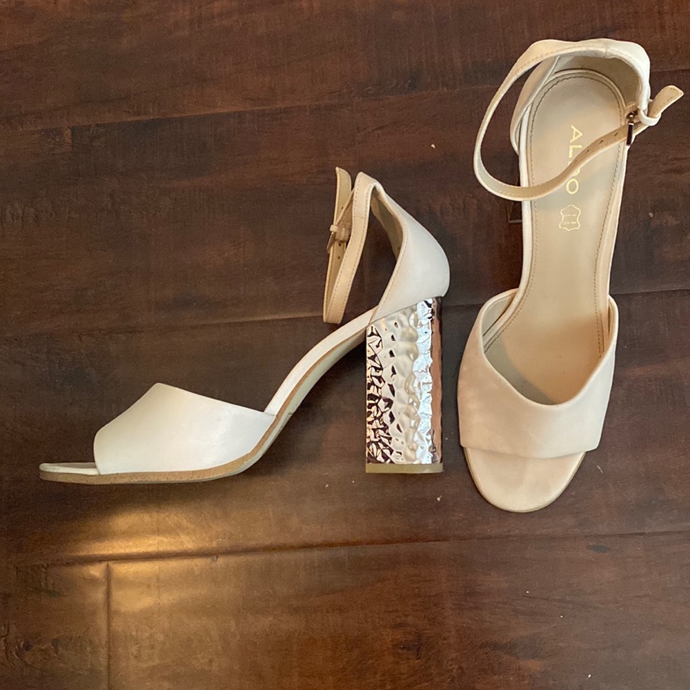 Aldo Genuine Leather Peep Toe Sandal Heel